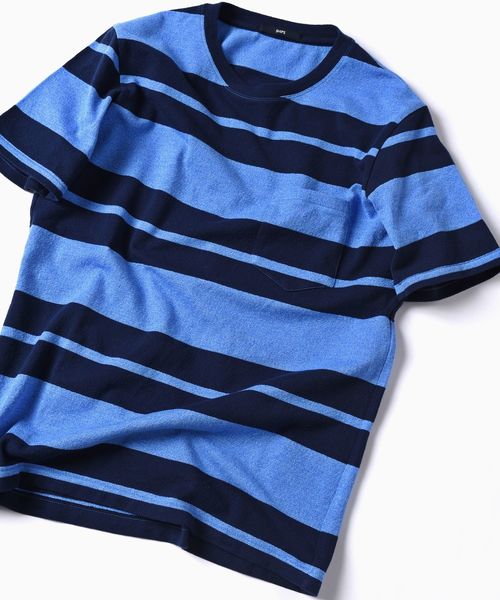 SHIPS(シップス)の「SC: MADE IN JAPAN ミニパイル/ボーダー ポケット Tシャツ□(Tシャツ/カットソー・メンズ・レッド/グリーン/ライトブルー/ベージュ/ブルー/ネイビー・LARGE/MEDIUM/SMALL/X-LARGE)」の4枚目の写真