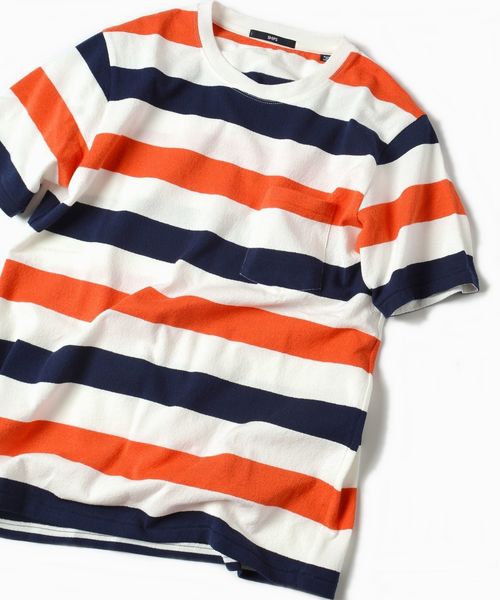 SHIPS(シップス)の「SC: MADE IN JAPAN ミニパイル/ボーダー ポケット Tシャツ□(Tシャツ/カットソー・メンズ・レッド/グリーン/ライトブルー/ベージュ/ブルー/ネイビー・LARGE/MEDIUM/SMALL/X-LARGE)」の6枚目の写真