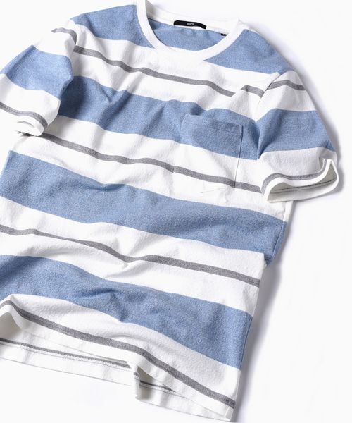 SHIPS(シップス)の「SC: MADE IN JAPAN ミニパイル/ボーダー ポケット Tシャツ□(Tシャツ/カットソー・メンズ・レッド/グリーン/ライトブルー/ベージュ/ブルー/ネイビー・LARGE/MEDIUM/SMALL/X-LARGE)」の5枚目の写真