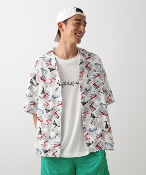 RAGEBLUE(レイジブルー)の「オープンカラープリントシャツ/802502(シャツ/ブラウス・メンズ・ホワイト/ブラック/ブラウン/ワインレッド・SMALL/MEDIUM/LARGE)」の2枚目の写真