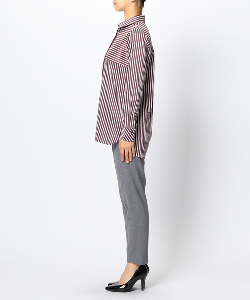 NARACAMICIE（ナラカミーチェ）の「ミラノストライプビックチュニックシャツ（シャツ/ブラウス・レディース・ベージュ/ボルドー/ネイビー・SMALL/LARGE/MEDIUM）」の12枚目の写真