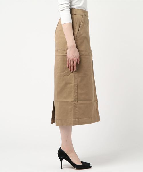 classicalelf（クラシカルエルフ）の「ベイカーストレッチ無地タイトコットンロングスカート（ロング・マキシ丈）（スカート・レディース・ベージュ/カーキ・SMALL/MEDIUM/LARGE/X-LARGE）」の3枚目の写真