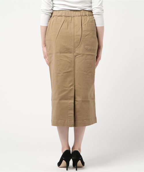 classicalelf（クラシカルエルフ）の「ベイカーストレッチ無地タイトコットンロングスカート（ロング・マキシ丈）（スカート・レディース・ベージュ/カーキ・SMALL/MEDIUM/LARGE/X-LARGE）」の15枚目の写真