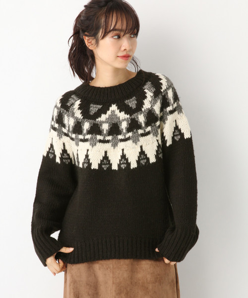 A part by（アパートバイ）の「3GAcWフェアアイルPO 821435（ニット/セーター・レディース・ホワイト系その他/ブラック系その他・FREE）」の2枚目の写真