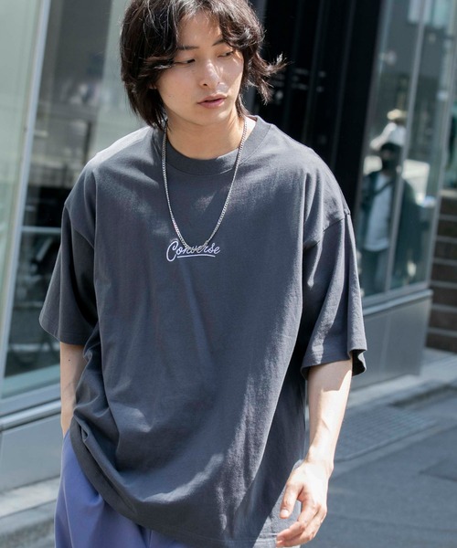 CONVERSE(コンバース)の「▽WEB限定 CONVERSE/コンバース 別注ロゴ刺繍 半袖 ビッグシルエットカットソー(Tシャツ/カットソー・メンズ・ピンク/杢グレー/ホワイト/ブラック/オレンジ/ネイビー/ベージュ/ボルドー/チャコール/グリーン系その他/ライトブルー/パープル系その他/ベージュ系その他/グリーン系その他2/ブルー系その他/その他4/グリーン系その他3/その他18/その他20/その他12/その他10/その他19/その他9/その他5/その他11/その他22/ベージュ系その他2/その他21/その他13/その他26/その他8/その他14/パープル系その他2/その他23/その他15/その他1/その他3/その他/その他17/その他25/その他7/その他2/その他16/その他24/その他6・FREE/M/S)」の21枚目の写真