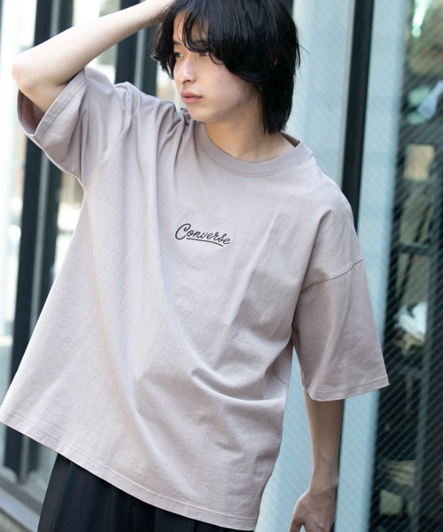 CONVERSE(コンバース)の「▽WEB限定 CONVERSE/コンバース 別注ロゴ刺繍 半袖 ビッグシルエットカットソー(Tシャツ/カットソー・メンズ・ピンク/杢グレー/ホワイト/ブラック/オレンジ/ネイビー/ベージュ/ボルドー/チャコール/グリーン系その他/ライトブルー/パープル系その他/ベージュ系その他/グリーン系その他2/ブルー系その他/その他4/グリーン系その他3/その他18/その他20/その他12/その他10/その他19/その他9/その他5/その他11/その他22/ベージュ系その他2/その他21/その他13/その他26/その他8/その他14/パープル系その他2/その他23/その他15/その他1/その他3/その他/その他17/その他25/その他7/その他2/その他16/その他24/その他6・FREE/M/S)」の22枚目の写真