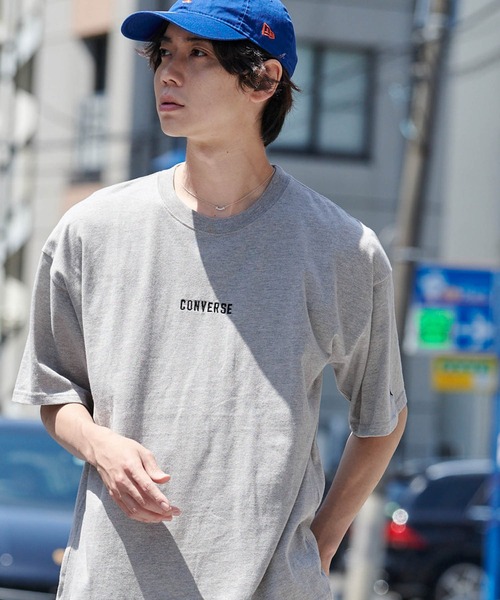 CONVERSE(コンバース)の「▽WEB限定 CONVERSE/コンバース 別注ロゴ刺繍 半袖 ビッグシルエットカットソー(Tシャツ/カットソー・メンズ・ピンク/杢グレー/ホワイト/ブラック/オレンジ/ネイビー/ベージュ/ボルドー/チャコール/グリーン系その他/ライトブルー/パープル系その他/ベージュ系その他/グリーン系その他2/ブルー系その他/その他4/グリーン系その他3/その他18/その他20/その他12/その他10/その他19/その他9/その他5/その他11/その他22/ベージュ系その他2/その他21/その他13/その他26/その他8/その他14/パープル系その他2/その他23/その他15/その他1/その他3/その他/その他17/その他25/その他7/その他2/その他16/その他24/その他6・FREE/M/S)」の3枚目の写真