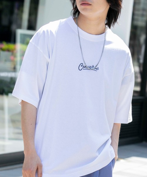 CONVERSE(コンバース)の「▽WEB限定 CONVERSE/コンバース 別注ロゴ刺繍 半袖 ビッグシルエットカットソー(Tシャツ/カットソー・メンズ・ピンク/杢グレー/ホワイト/ブラック/オレンジ/ネイビー/ベージュ/ボルドー/チャコール/グリーン系その他/ライトブルー/パープル系その他/ベージュ系その他/グリーン系その他2/ブルー系その他/その他4/グリーン系その他3/その他18/その他20/その他12/その他10/その他19/その他9/その他5/その他11/その他22/ベージュ系その他2/その他21/その他13/その他26/その他8/その他14/パープル系その他2/その他23/その他15/その他1/その他3/その他/その他17/その他25/その他7/その他2/その他16/その他24/その他6・FREE/M/S)」の19枚目の写真