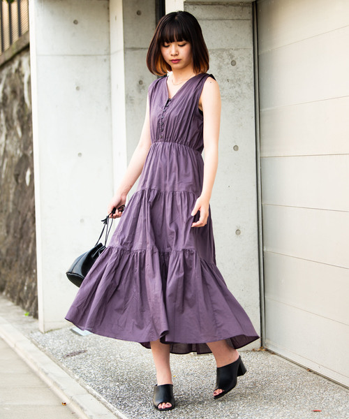 Aunt Marie's(アントマリーズ)の「AUNT MARIE'S フロントボタンティアードロングワンピース(ワンピース・レディース・ブラック/パープル/ナチュラル・FREE)」の12枚目の写真