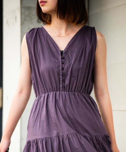 Aunt Marie's(アントマリーズ)の「AUNT MARIE'S フロントボタンティアードロングワンピース(ワンピース・レディース・ブラック/パープル/ナチュラル・FREE)」の5枚目の写真