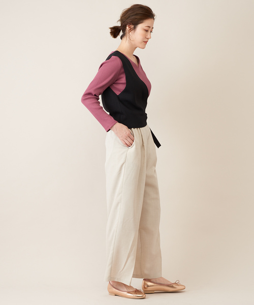 DISCOAT(ディスコート)の「ワンショルベスト(ニット/セーター・レディース・ブラック/ベージュ・FREE)」の6枚目の写真