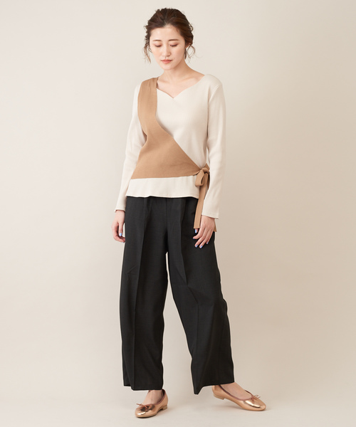 DISCOAT(ディスコート)の「ワンショルベスト(ニット/セーター・レディース・ブラック/ベージュ・FREE)」の11枚目の写真