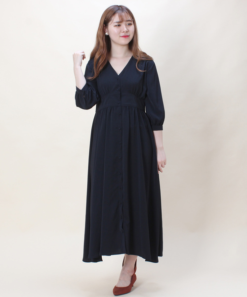TRUDEA(トルディア)の「フロントボタン ギャザーロングワンピース(シャツワンピース・レディース・ホワイト/ネイビー/ピンク・MEDIUM)」の2枚目の写真
