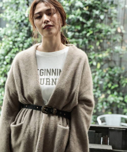 BAYFLOW（ベイフロー）の「ラクーンMIXキナガシカーディガン（カーディガン/ボレロ・レディース・ベージュ/グレー/ピンク・SMALL/MEDIUM）」の3枚目の写真