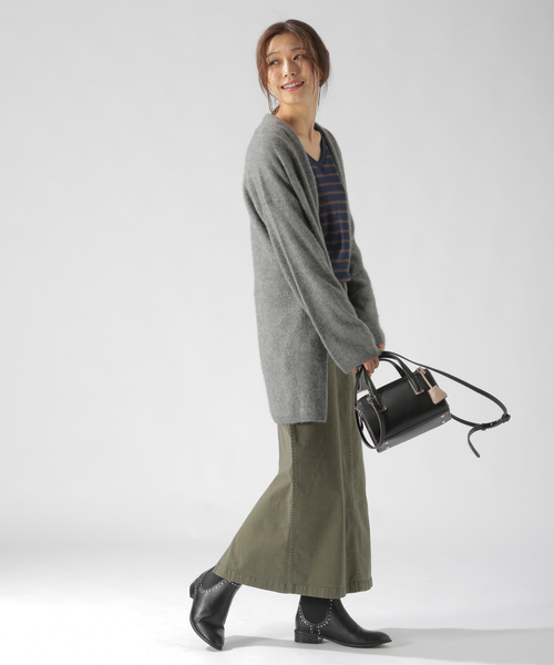 BAYFLOW（ベイフロー）の「ラクーンMIXキナガシカーディガン（カーディガン/ボレロ・レディース・ベージュ/グレー/ピンク・SMALL/MEDIUM）」の4枚目の写真