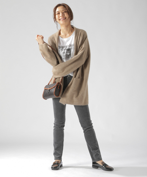 BAYFLOW（ベイフロー）の「ラクーンMIXキナガシカーディガン（カーディガン/ボレロ・レディース・ベージュ/グレー/ピンク・SMALL/MEDIUM）」の14枚目の写真