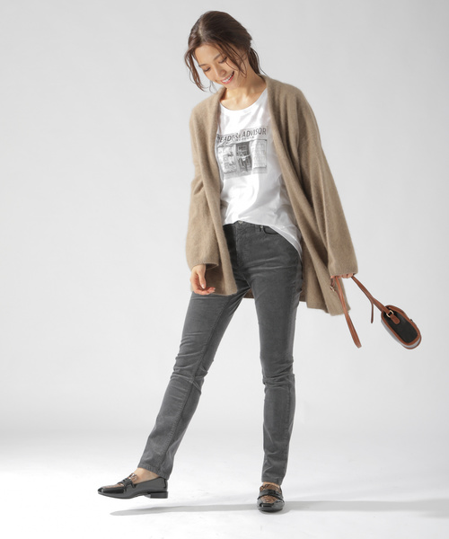 BAYFLOW（ベイフロー）の「ラクーンMIXキナガシカーディガン（カーディガン/ボレロ・レディース・ベージュ/グレー/ピンク・SMALL/MEDIUM）」の5枚目の写真