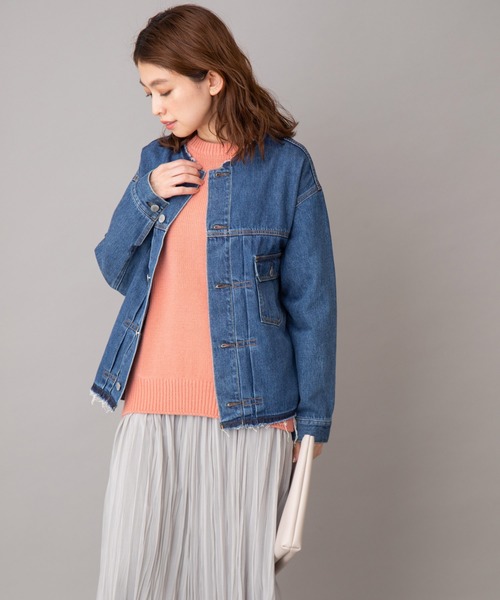 Munich(ミューニック)の「ブリーチデニムノーカラーブルゾン(デニムジャケット・レディース・インディゴブルー・S/XS)」の11枚目の写真