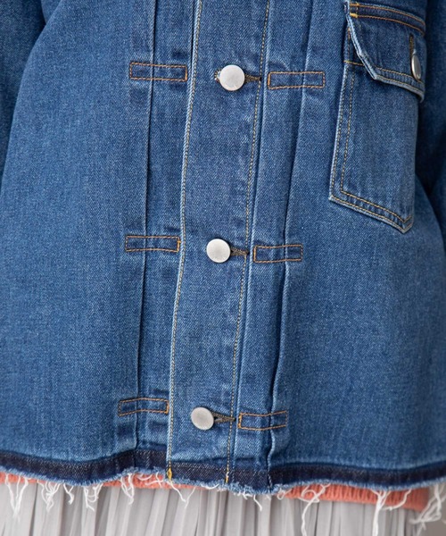 Munich(ミューニック)の「ブリーチデニムノーカラーブルゾン(デニムジャケット・レディース・インディゴブルー・S/XS)」の7枚目の写真