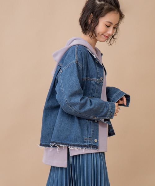 Munich(ミューニック)の「ブリーチデニムノーカラーブルゾン(デニムジャケット・レディース・インディゴブルー・S/XS)」の8枚目の写真