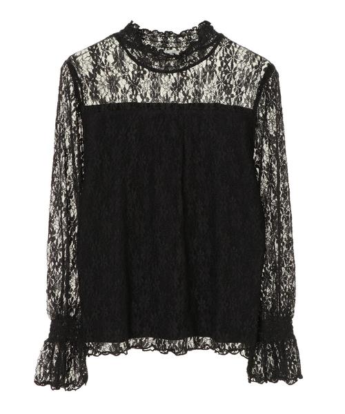 earth music&ecology（アースミュージックアンドエコロジー）の「長袖総レースシャーリングプルオーバー＊（Tシャツ/カットソー・レディース・ブラック/ブラウン/アイボリー/ラベンダー・S/M）」の6枚目の写真