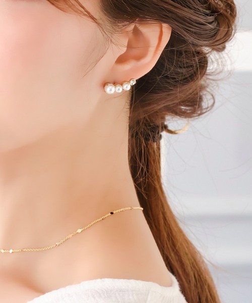 NikoNiko パールピアス 両耳用 shopnikoniko ピアス 5連 パールピアス 揺れる 両耳 レディース