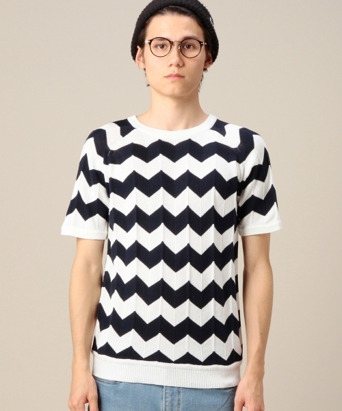 BEAUTY&YOUTH UNITED ARROWS（ビューティーアンドユースユナイテッドアローズ）の「BY リリー コットン ウェイブ ショートスリーブ ニット（ニット/セーター・メンズ・その他1/ネイビー/ホワイト・LARGE/X-LARGE/SMALL/MEDIUM）」の11枚目の写真