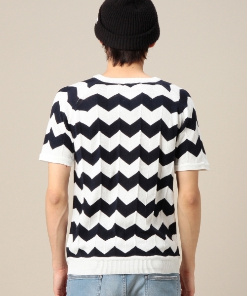 BEAUTY&YOUTH UNITED ARROWS（ビューティーアンドユースユナイテッドアローズ）の「BY リリー コットン ウェイブ ショートスリーブ ニット（ニット/セーター・メンズ・その他1/ネイビー/ホワイト・LARGE/X-LARGE/SMALL/MEDIUM）」の6枚目の写真