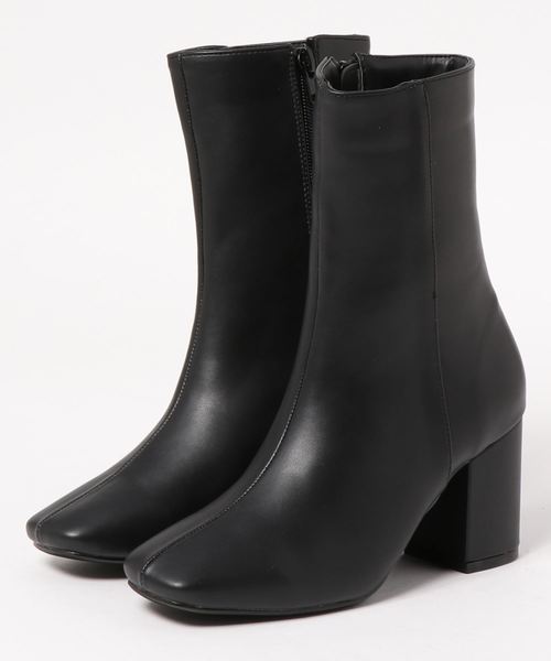 KOBE LETTUCE（コウベレタス）の「スクエアトゥ太ヒールミドルブーツ（ブーツ・レディース・ブラック/ブラウン/アイボリー/グレイッシュベージュ/パイソン・LL/S/L/M）」の9枚目の写真