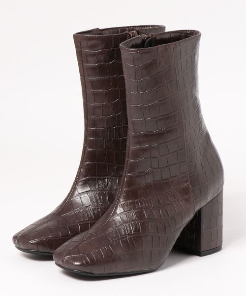 KOBE LETTUCE（コウベレタス）の「スクエアトゥ太ヒールミドルブーツ（ブーツ・レディース・ブラック/ブラウン/アイボリー/グレイッシュベージュ/パイソン・LL/S/L/M）」の10枚目の写真