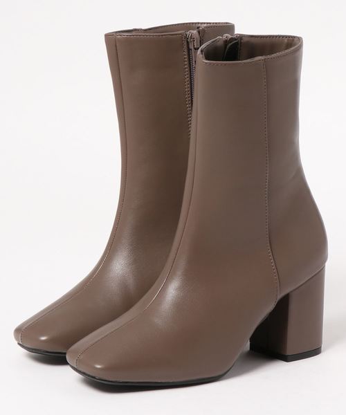 KOBE LETTUCE（コウベレタス）の「スクエアトゥ太ヒールミドルブーツ（ブーツ・レディース・ブラック/ブラウン/アイボリー/グレイッシュベージュ/パイソン・LL/S/L/M）」の17枚目の写真