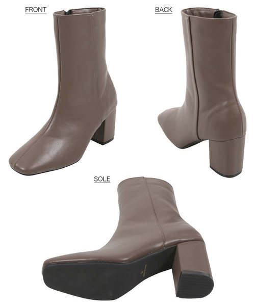 KOBE LETTUCE（コウベレタス）の「スクエアトゥ太ヒールミドルブーツ（ブーツ・レディース・ブラック/ブラウン/アイボリー/グレイッシュベージュ/パイソン・LL/S/L/M）」の21枚目の写真