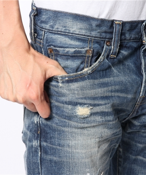 BEAMS（ビームス）の「RED CARD×BEAMS / 別注 Slim Straight DAMEGE（デニムパンツ・メンズ・ブルー・31inch/30inch/28inch/29inch/33inch/32inch）」の7枚目の写真