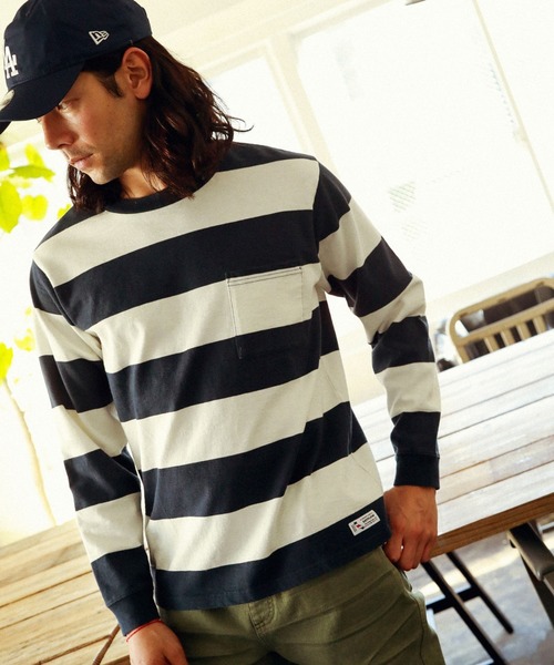 BAYFLOW（ベイフロー）の「フトボーダーL/S TEE（Tシャツ/カットソー・メンズ・ネイビー/サックスブルー/マスタード・MEDIUM/LARGE）」の5枚目の写真