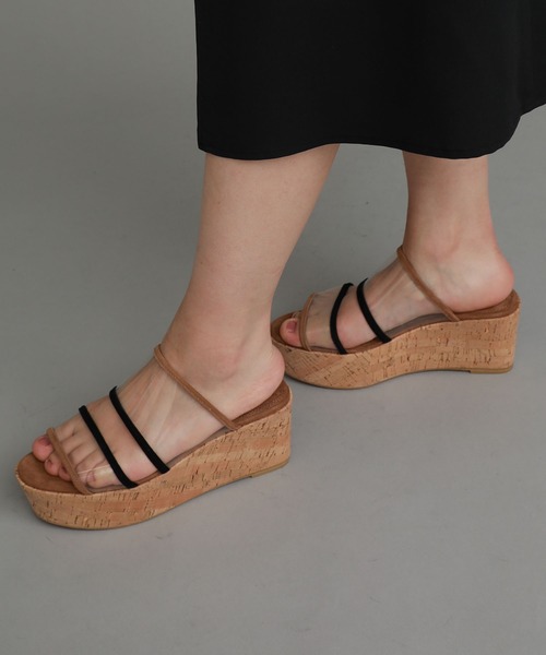 TSURU by Mariko Oikawa（ツルバイマリコオイカワ）の「【TSURU by Marikooikawa(ツルバイマリコオイカワ)】Herper　コルクソール厚底クリアサンダル（サンダル・レディース・ブラック/ブラウン・LARGE/MEDIUM/SMALL）」の6枚目の写真