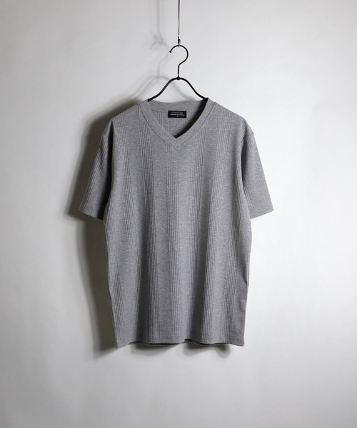 Confirm(コンファーム)の「Confirm / コンファーム ランダムテレコVネックTシャツ(Tシャツ/カットソー・メンズ・ネイビー/ブラック/ホワイト/グレー/ピンク・L/M/XL)」の4枚目の写真