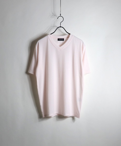 Confirm(コンファーム)の「Confirm / コンファーム ランダムテレコVネックTシャツ(Tシャツ/カットソー・メンズ・ネイビー/ブラック/ホワイト/グレー/ピンク・L/M/XL)」の1枚目の写真