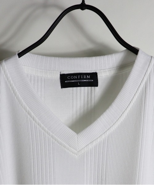 Confirm(コンファーム)の「Confirm / コンファーム ランダムテレコVネックTシャツ(Tシャツ/カットソー・メンズ・ネイビー/ブラック/ホワイト/グレー/ピンク・L/M/XL)」の14枚目の写真
