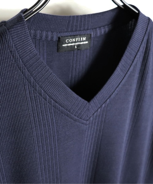 Confirm(コンファーム)の「Confirm / コンファーム ランダムテレコVネックTシャツ(Tシャツ/カットソー・メンズ・ネイビー/ブラック/ホワイト/グレー/ピンク・L/M/XL)」の13枚目の写真
