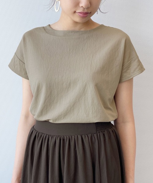 LAKOLE(ラコレ)の「【接触冷感】コンパクトピケフレンチプルオーバー / LAKOLE(Tシャツ/カットソー・レディース・ブラック/キャメル/ライトベージュ/ダークブラウン/カーキ・MEDIUM/SMALL)」の16枚目の写真