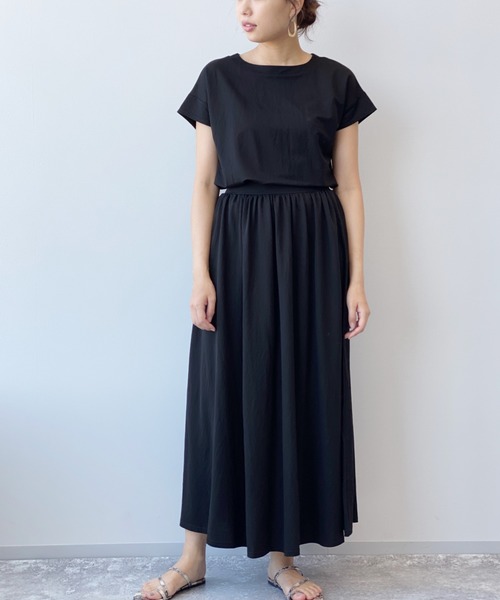 LAKOLE(ラコレ)の「【接触冷感】コンパクトピケフレンチプルオーバー / LAKOLE(Tシャツ/カットソー・レディース・ブラック/キャメル/ライトベージュ/ダークブラウン/カーキ・MEDIUM/SMALL)」の6枚目の写真