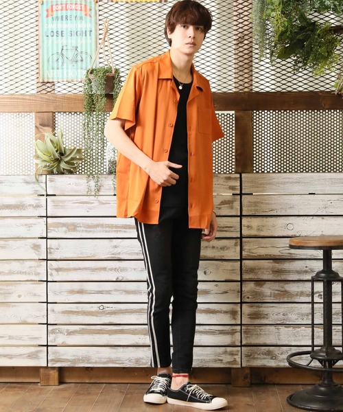 ARCADE（アーケード）の「ポリトロ リラックス オープンカラー 半袖シャツ（シャツ/ブラウス・メンズ・グリーン/ホワイト/ブラック/オレンジ・LL/L/M）」の11枚目の写真