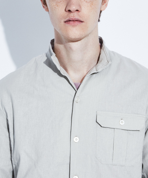 ABAHOUSE（アバハウス）の「コットンリネンスタンドカラーシャツ（シャツ/ブラウス・メンズ・グレイッシュベージュ/カーキ/ブルー・44/46/48）」の7枚目の写真