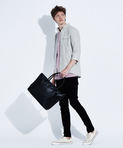 ABAHOUSE（アバハウス）の「コットンリネンスタンドカラーシャツ（シャツ/ブラウス・メンズ・グレイッシュベージュ/カーキ/ブルー・44/46/48）」の12枚目の写真