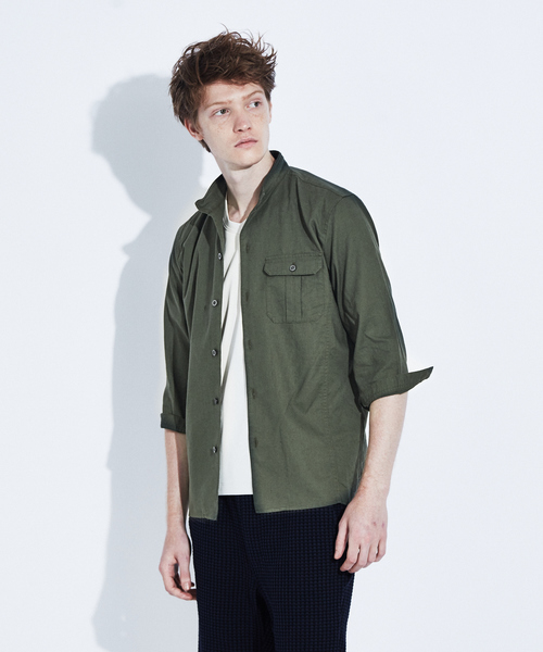 ABAHOUSE（アバハウス）の「コットンリネンスタンドカラーシャツ（シャツ/ブラウス・メンズ・グレイッシュベージュ/カーキ/ブルー・44/46/48）」の16枚目の写真