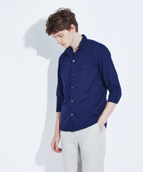 ABAHOUSE（アバハウス）の「コットンリネンスタンドカラーシャツ（シャツ/ブラウス・メンズ・グレイッシュベージュ/カーキ/ブルー・44/46/48）」の20枚目の写真