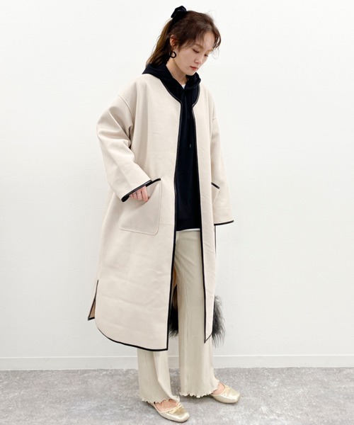 EPIMI E'PIMMY（エピミエピミー）の「パイピングロングコート（その他アウター・レディース・グレー系その他/モカ/ベージュ・MEDIUM）」の5枚目の写真