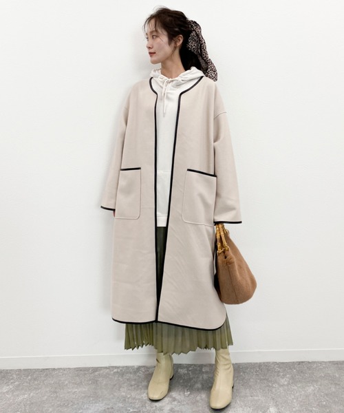 EPIMI E'PIMMY（エピミエピミー）の「パイピングロングコート（その他アウター・レディース・グレー系その他/モカ/ベージュ・MEDIUM）」の7枚目の写真
