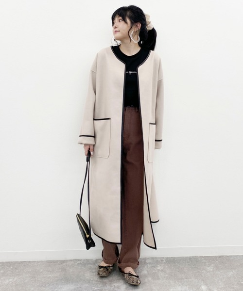 EPIMI E'PIMMY（エピミエピミー）の「パイピングロングコート（その他アウター・レディース・グレー系その他/モカ/ベージュ・MEDIUM）」の8枚目の写真