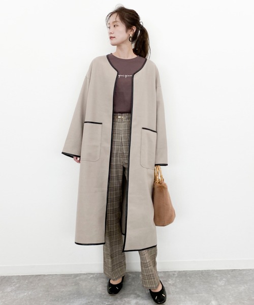 EPIMI E'PIMMY（エピミエピミー）の「パイピングロングコート（その他アウター・レディース・グレー系その他/モカ/ベージュ・MEDIUM）」の11枚目の写真